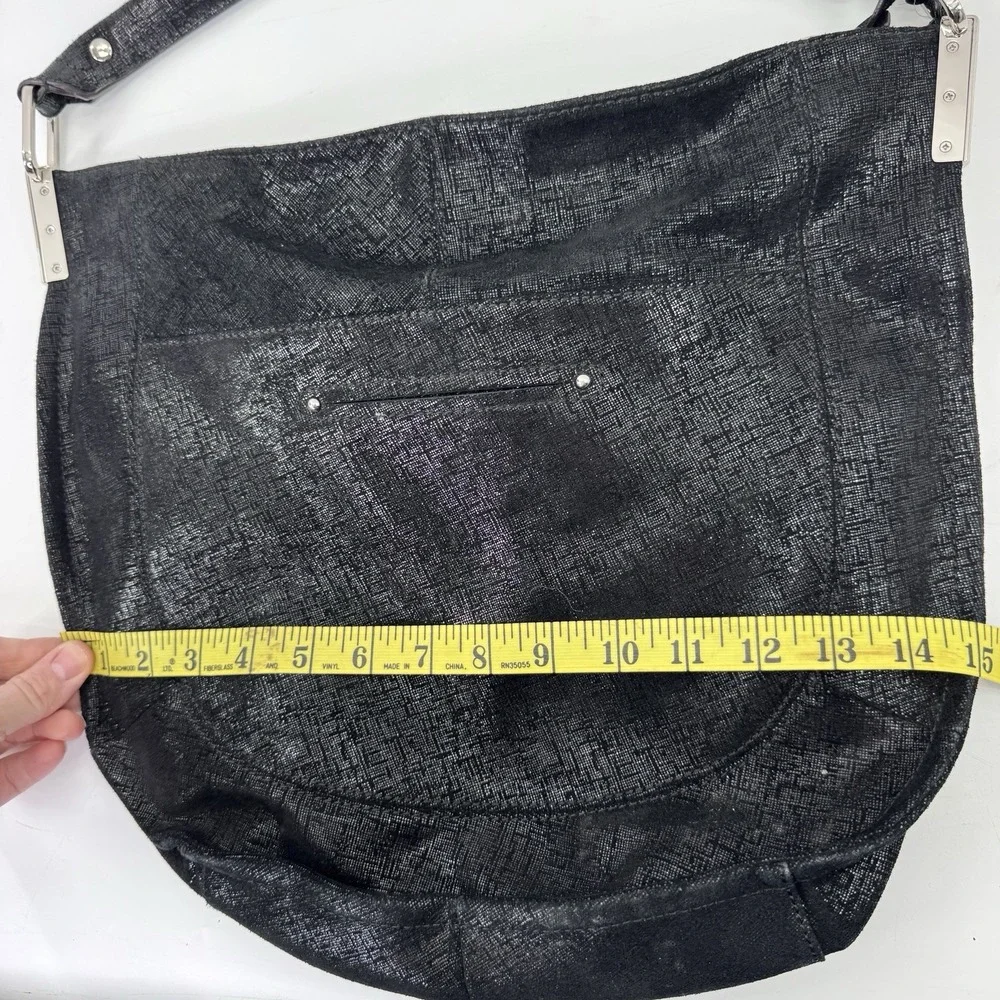 Y2K B MAKOWSKI Hobo Bag Slouchy Black Leather Studded Shoulder Cinched Combo